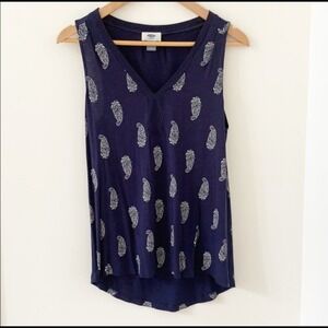Old Navy Hi-Lo Navy Paisley Swirl Tunic Top Medium